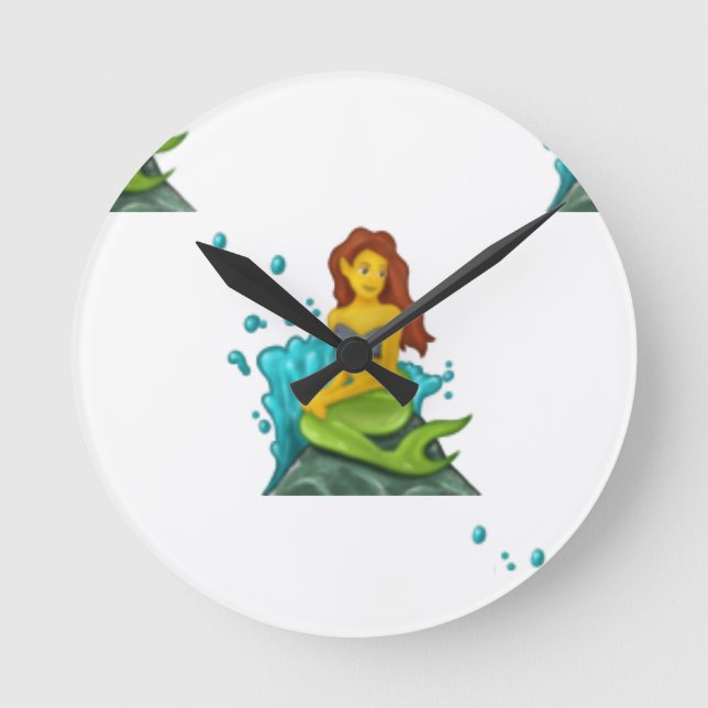 emoji mermaid round clock (Front)