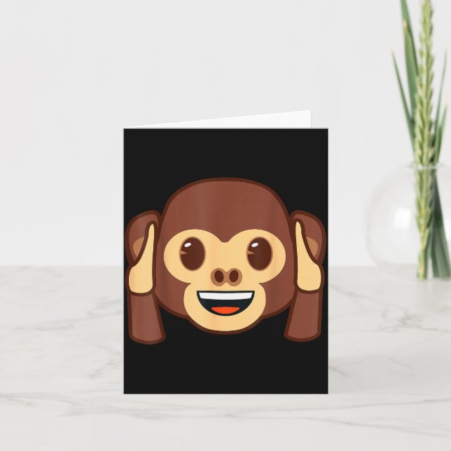 Emoji Monkey Holding Ears Yellow Smile Face  Card (Front)