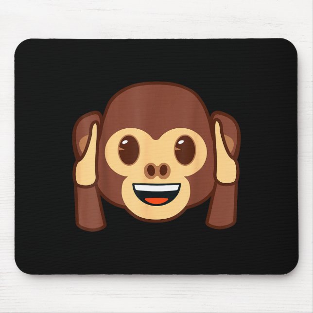 Emoji Monkey Holding Ears Yellow Smile Face  Mouse Pad (Front)
