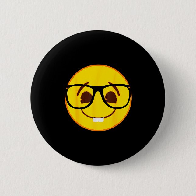 Emoji Nerd Gles Yellow Smile Face  6 Cm Round Badge (Front)