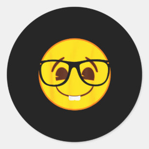 Emoji Nerd Gles Yellow Smile Face Classic Round Sticker