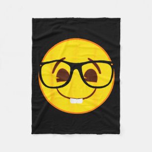 Emoji Nerd Gles Yellow Smile Face  Fleece Blanket