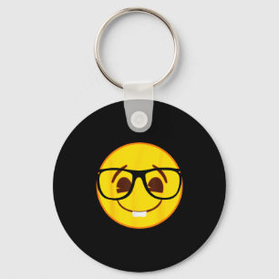 Emoji Nerd Gles Yellow Smile Face  Key Ring