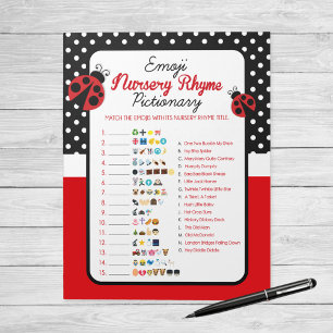Emoji Nursery Rhyme Ladybug Baby Shower Game Notepad
