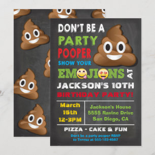 Emoji Party Pooper Birthay Invitation