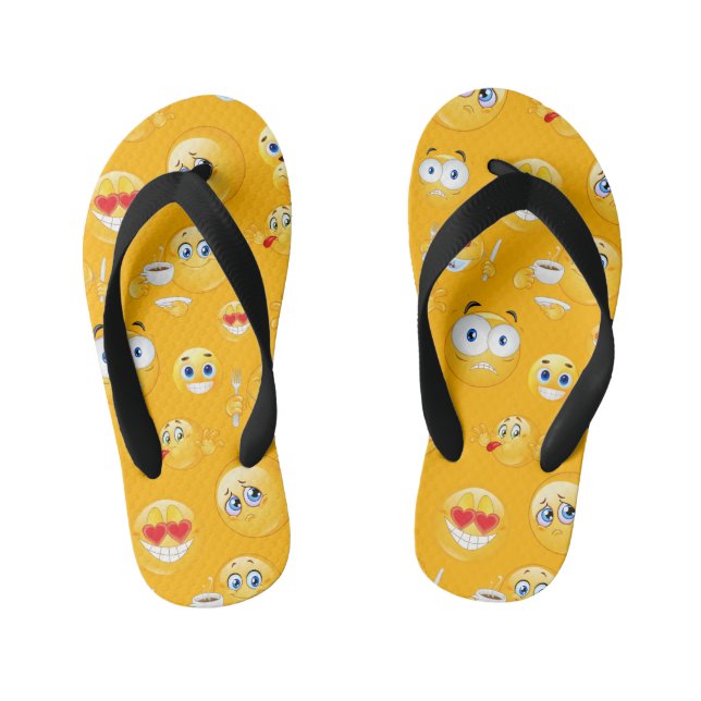 Emoji Pattern 2 Kid's Jandals (Footbed)