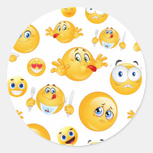 Emoji Pattern Classic Round Sticker