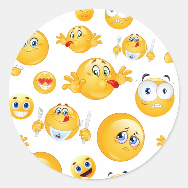 Emoji Pattern Classic Round Sticker (Front)