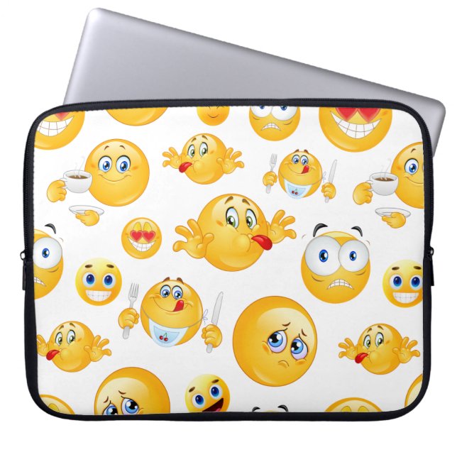 Emoji Pattern Laptop Sleeve (Front)