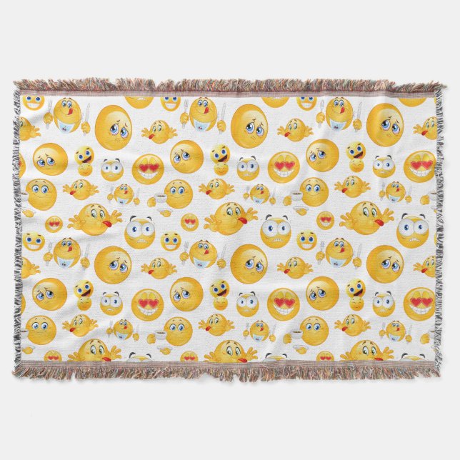 Emoji Pattern Throw Blanket (Front)
