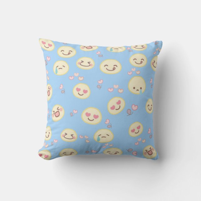 Emoji Pattern Throw Pillow (Front)