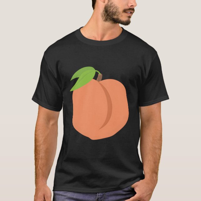 Emoji Peach Fuzzy Fruit Ga Atlanta Bottom Emoticon T-Shirt (Front)