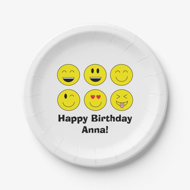 Emoji Personalised Paper Plates (Front)