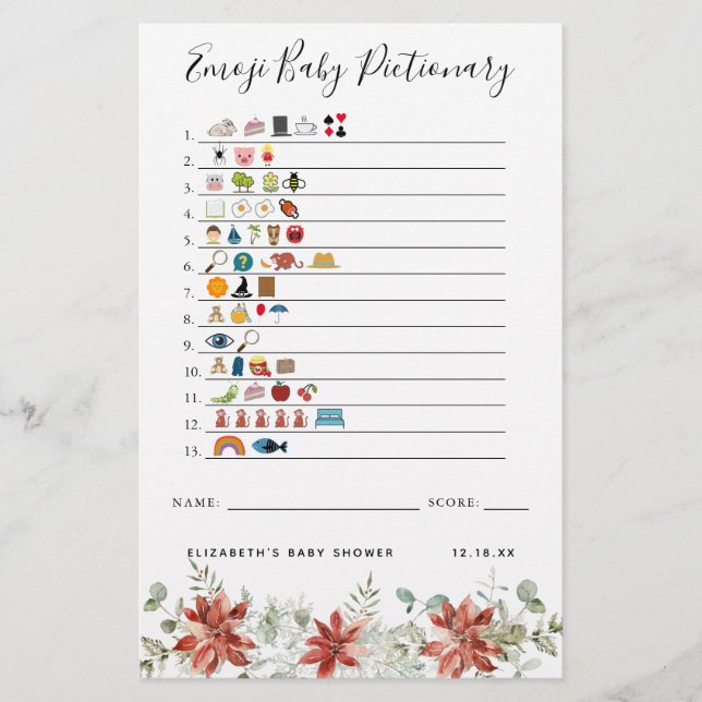 Emoji Pictionary | Baby Shower Game (Front)