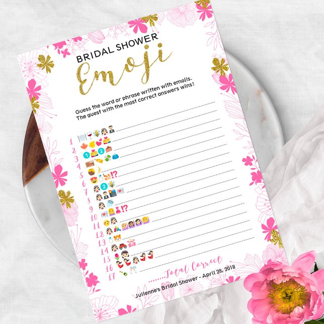 Emoji Pictionary Bridal Shower Game | Pink Floral (Creator Uploaded)