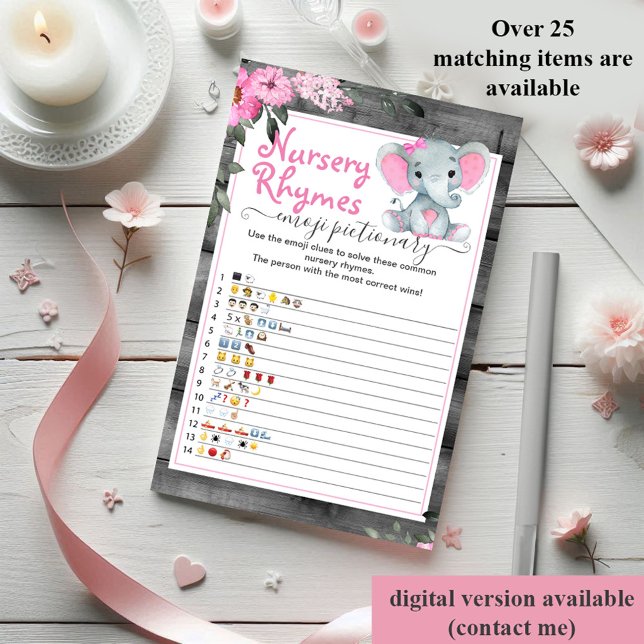 Emoji pictionary girl baby shower game elephant  (Creator Uploaded)