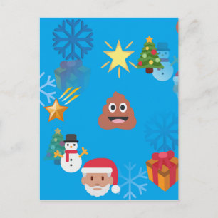 emoji poop christmas holiday postcard