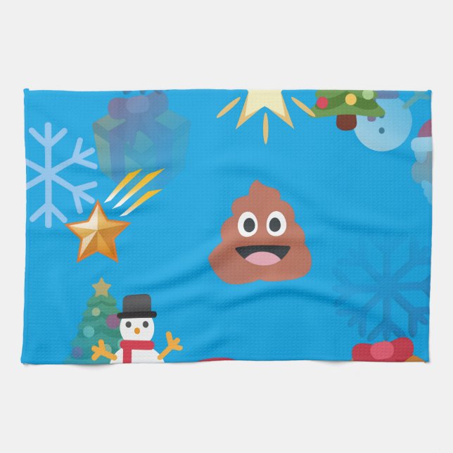 emoji poop christmas tea towel (Horizontal)