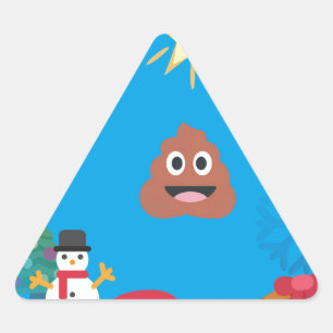 emoji poop christmas triangle sticker