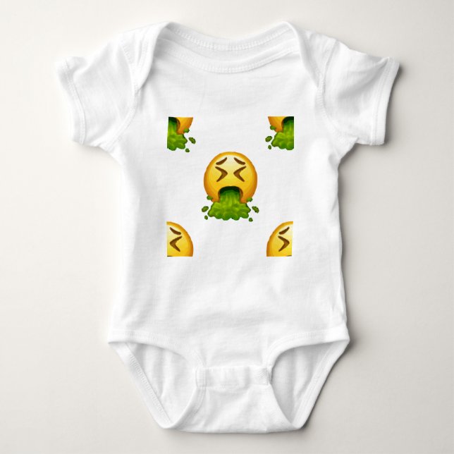 emoji puking baby bodysuit (Front)