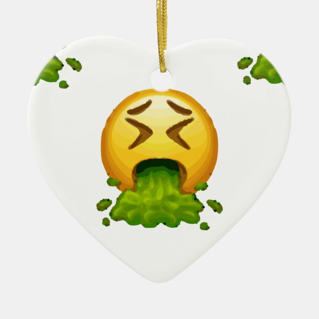 emoji puking ceramic tree decoration (Front)