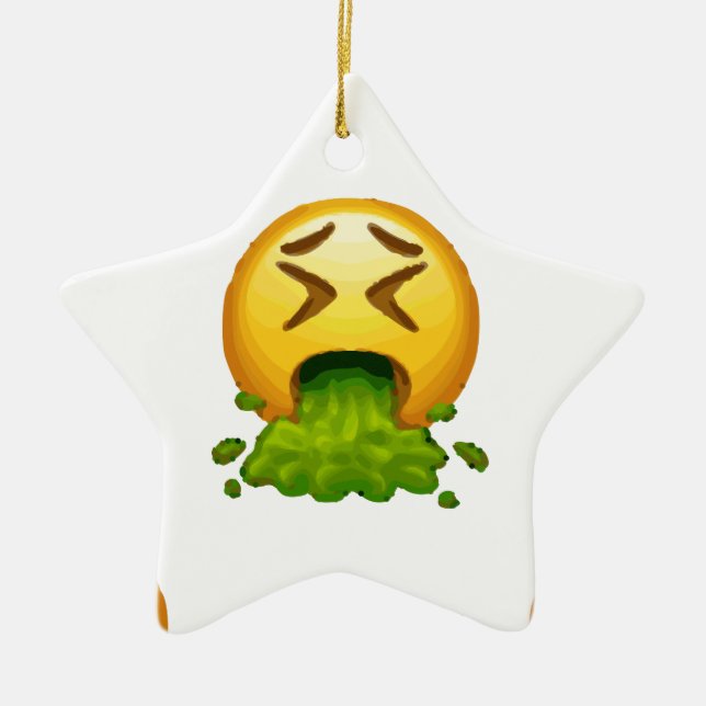 emoji puking ceramic tree decoration (Front)