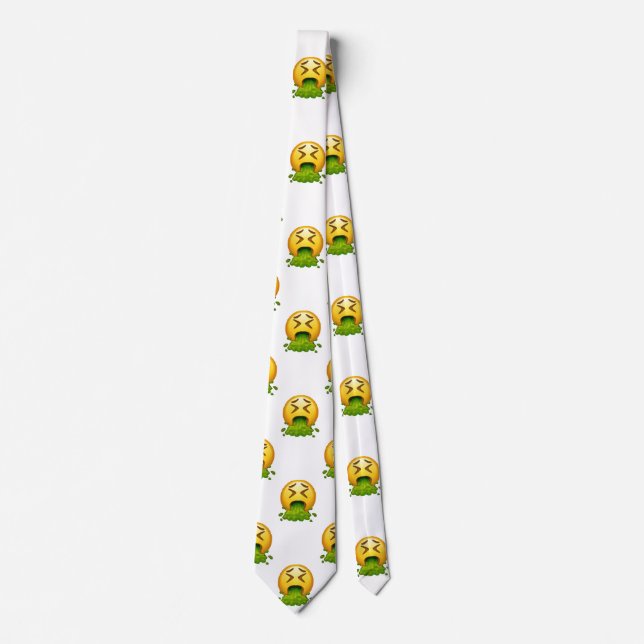 emoji puking menswear mens necktie neck tie (Front)