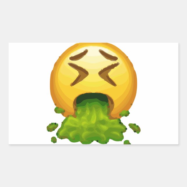 emoji puking rectangular sticker (Front)