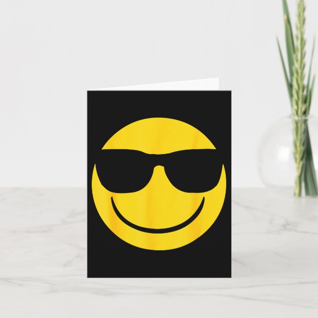Emoji Retro Sungles Yellow Smile Face  Card (Front)
