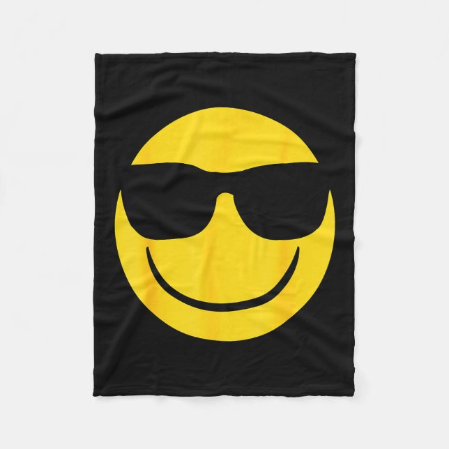 Emoji Retro Sungles Yellow Smile Face  Fleece Blanket (Front)
