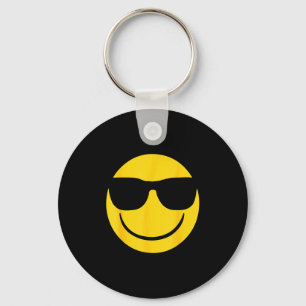 Emoji Retro Sungles Yellow Smile Face  Key Ring