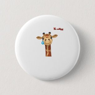 emoji sad crying giraffe face 6 cm round badge