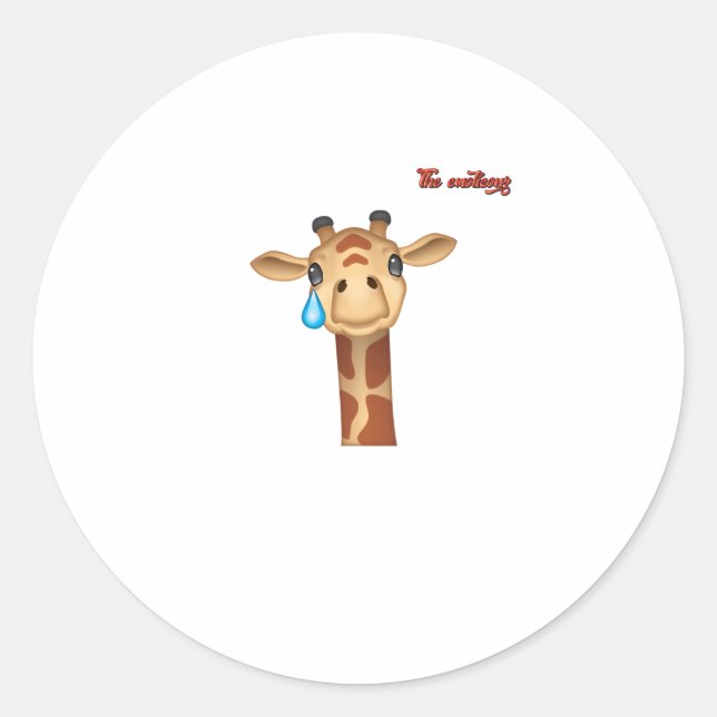 emoji sad crying giraffe face   classic round sticker (Front)