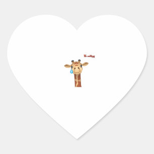 emoji sad crying giraffe face   heart sticker