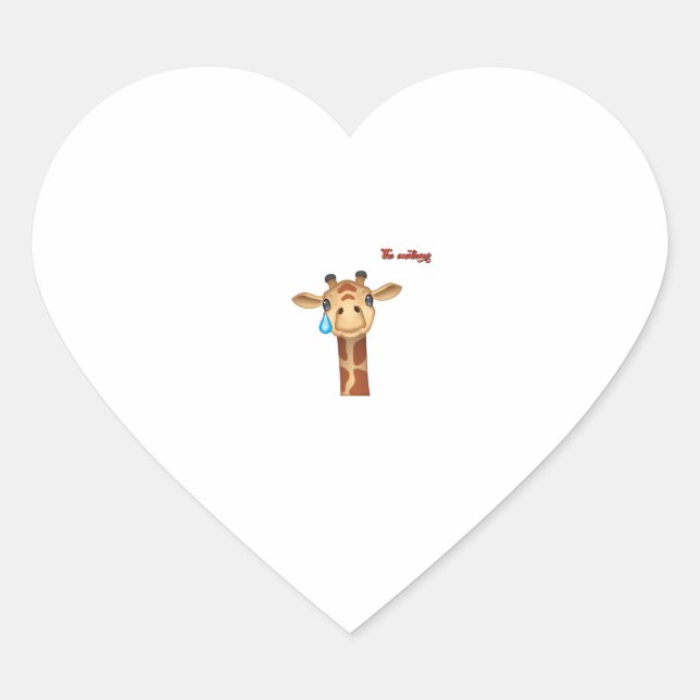 emoji sad crying giraffe face   heart sticker (Front)