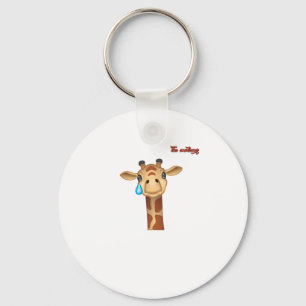emoji sad crying giraffe face   key ring