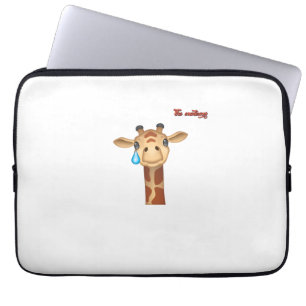 emoji sad crying giraffe face laptop sleeve