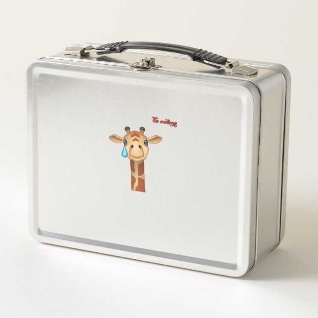 emoji sad crying giraffe face   metal lunch box (Front)