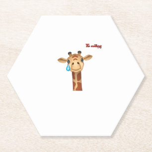 emoji sad crying giraffe face   paper coaster