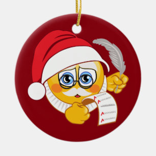 Emoji Santa Christmas Ornament