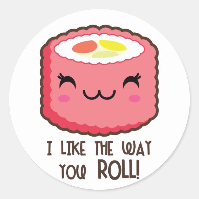 Emoji Sushi Roll Round Stickers (Front)