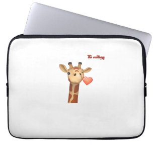 emoji winking kissing heart giraffe face   laptop sleeve
