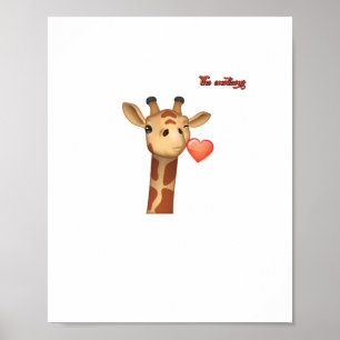emoji winking kissing heart giraffe face   poster