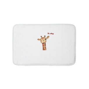 emoji winking tongue out giraffe face   bath mat