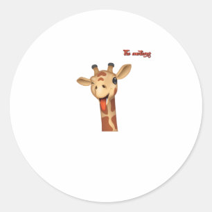 emoji winking tongue out giraffe face   classic round sticker