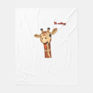 emoji winking tongue out giraffe face fleece blanket