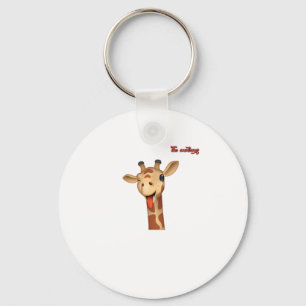 emoji winking tongue out giraffe face   key ring