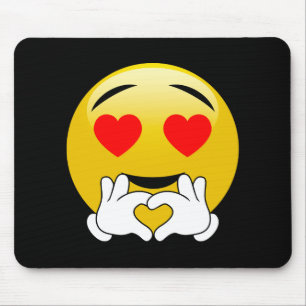 Emoji With Heart Eyes & Hands Mouse Pad