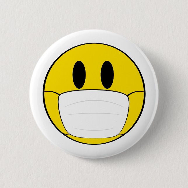 Emoji with Mask Illustrated 6 Cm Round Badge (Front)