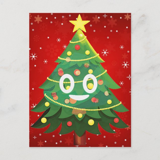 Emoji Xmas Tree Design Holiday Postcard (Front)